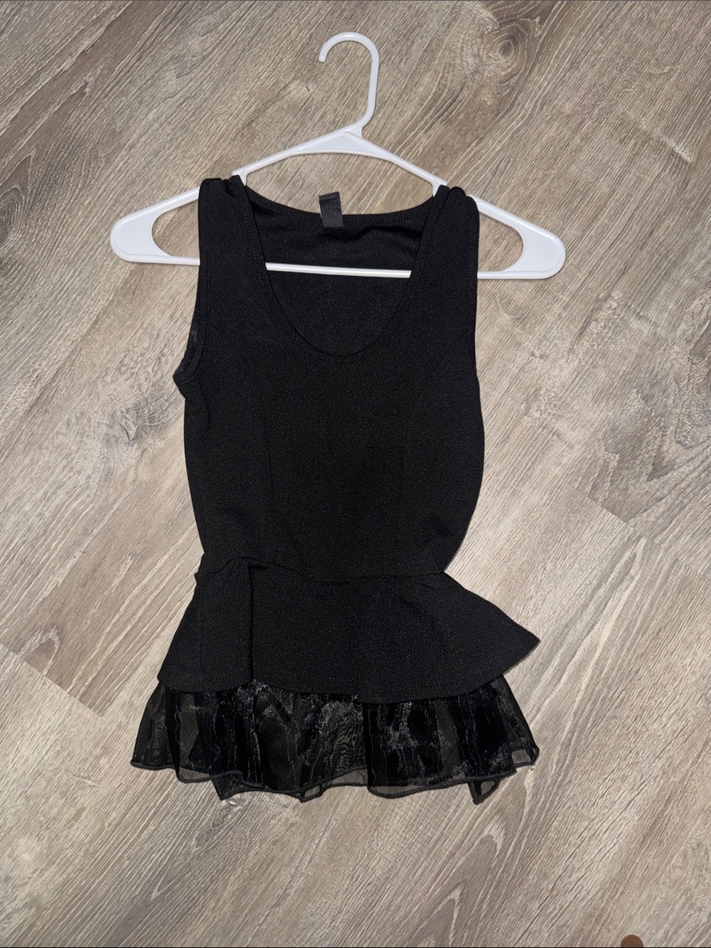 Windsor Black Peplum Tank with Sheer Ruffle Hem